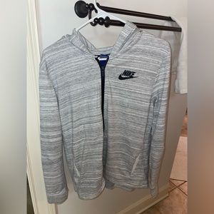 Nike zip up jacket. Grey/white. Size medium. NEVER WORN! Soft and thick